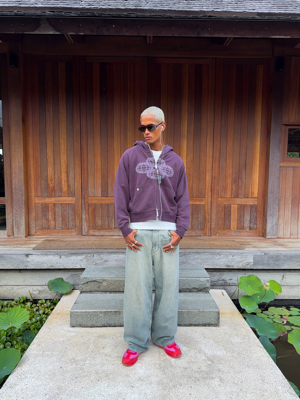 Globe Purple Zip Hoodie