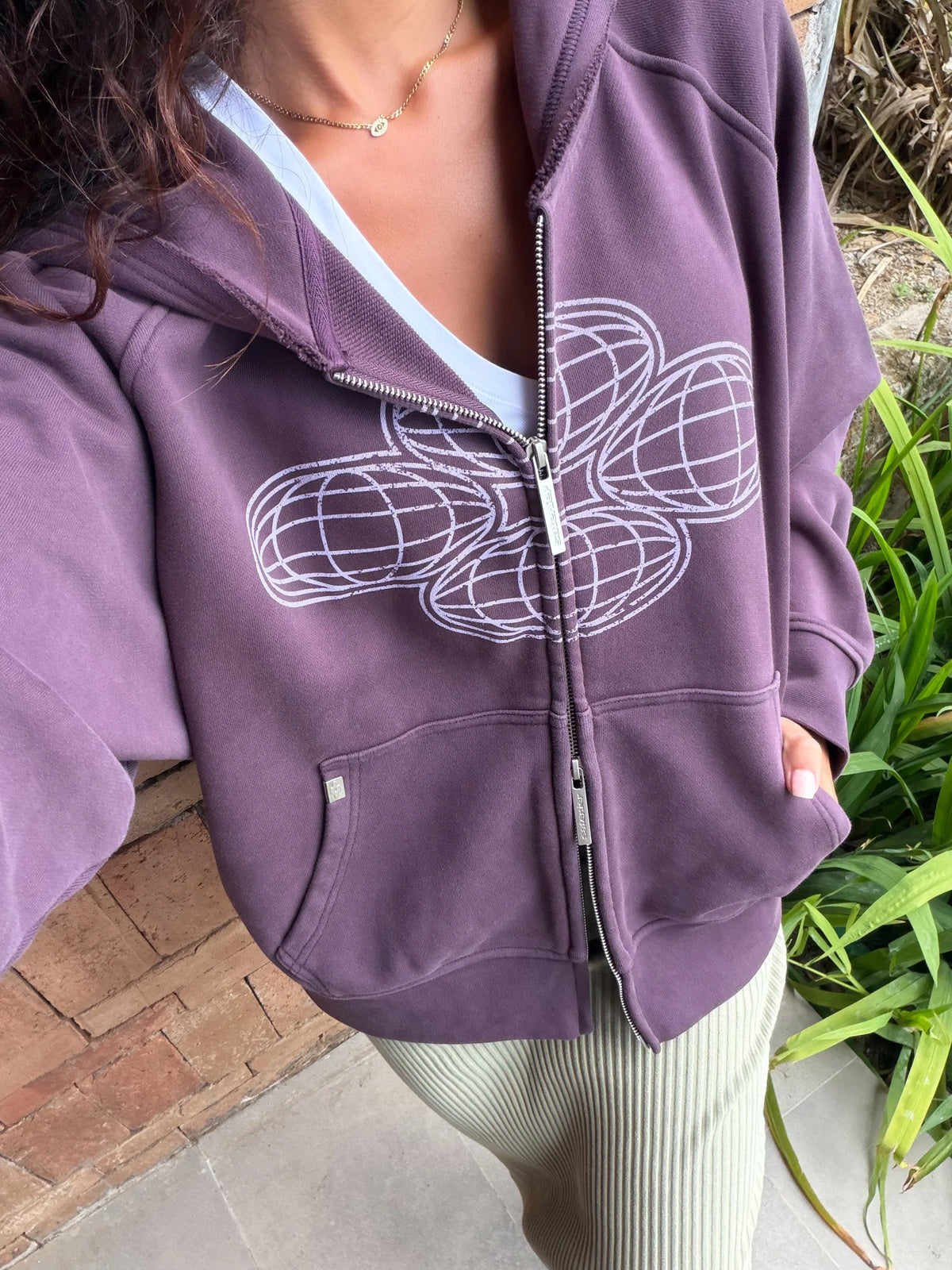 Globe Purple Zip Hoodie