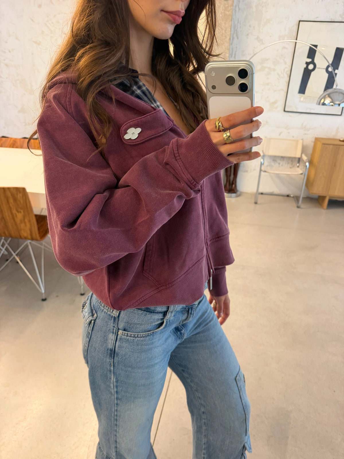 Insignia Wine Zip Hoodie